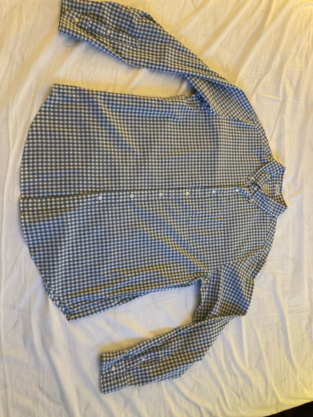 J. Crew Blue and White Lightweight Check Button Down